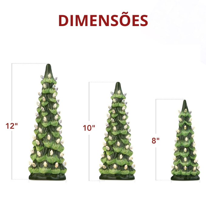 Mini Árvores de Natal com Led de Cerâmica