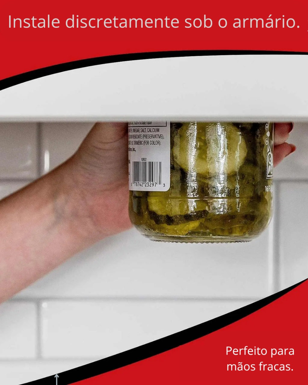 Abridor de Frascos e Garrafas sob o Armário com Antiderrapante