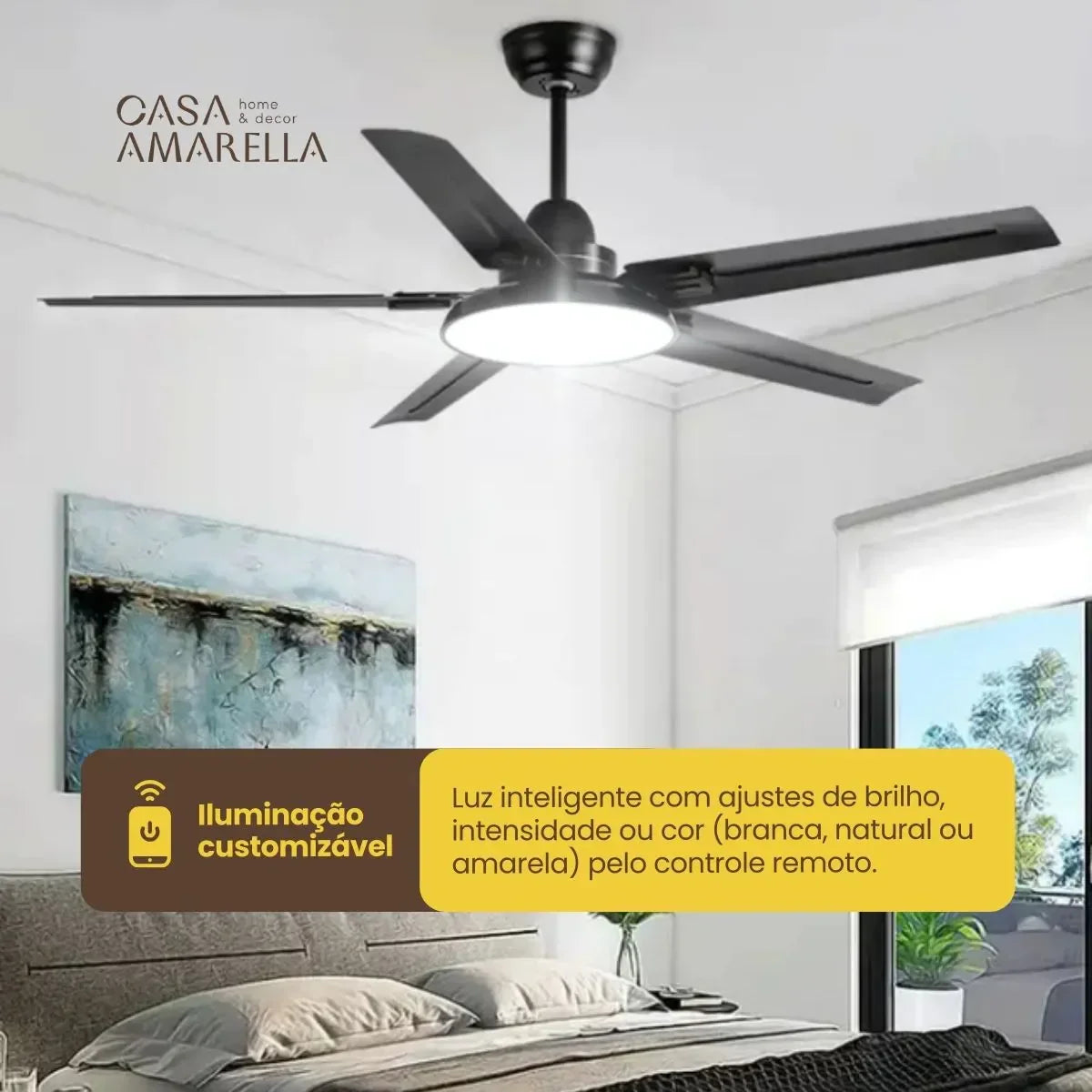 Ventilador de teto moderno Industrial com controle remoto - ZenithBreeze Z2 Pro