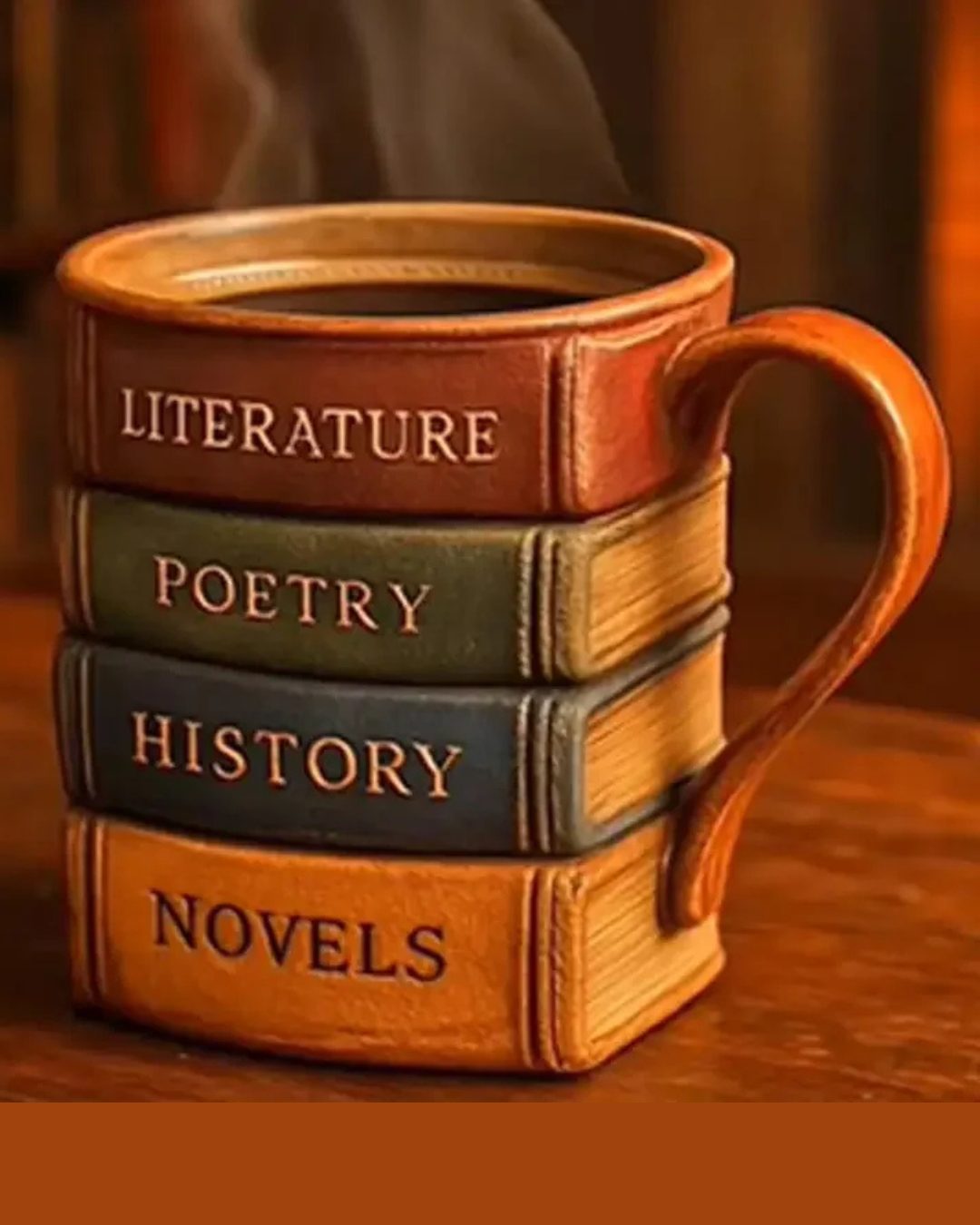 Caneca de Café 3D Design Livro em Resina Criativa Versátil e Resistente