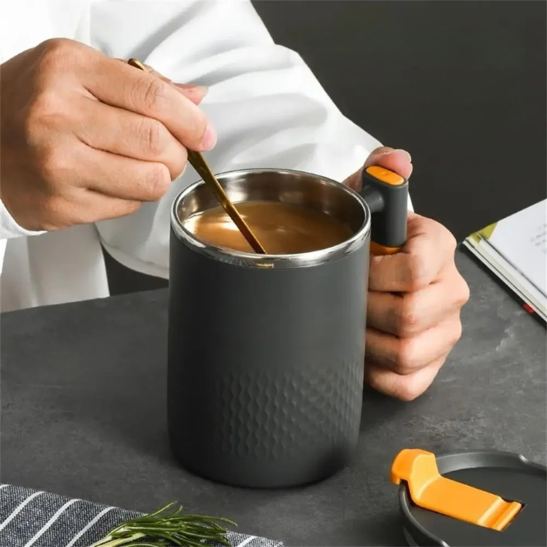 Caneca de Café de Aço Inoxidável com Tampa