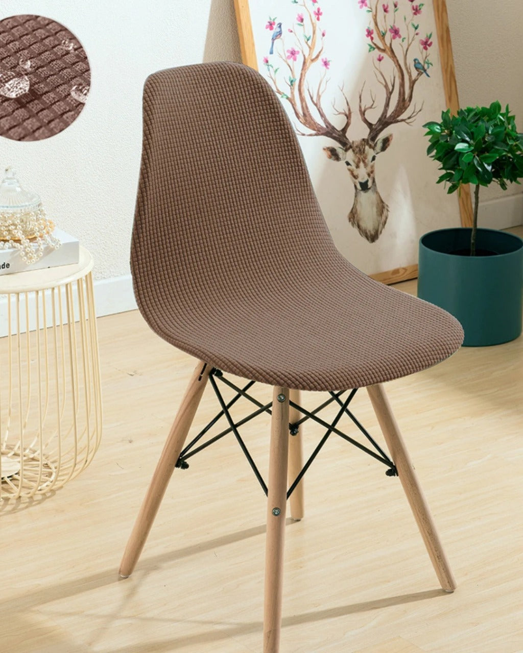 Capa de Cadeira Jacquard à Prova d'Água Curta e Ajustável para Sala de Jantar ou Festa