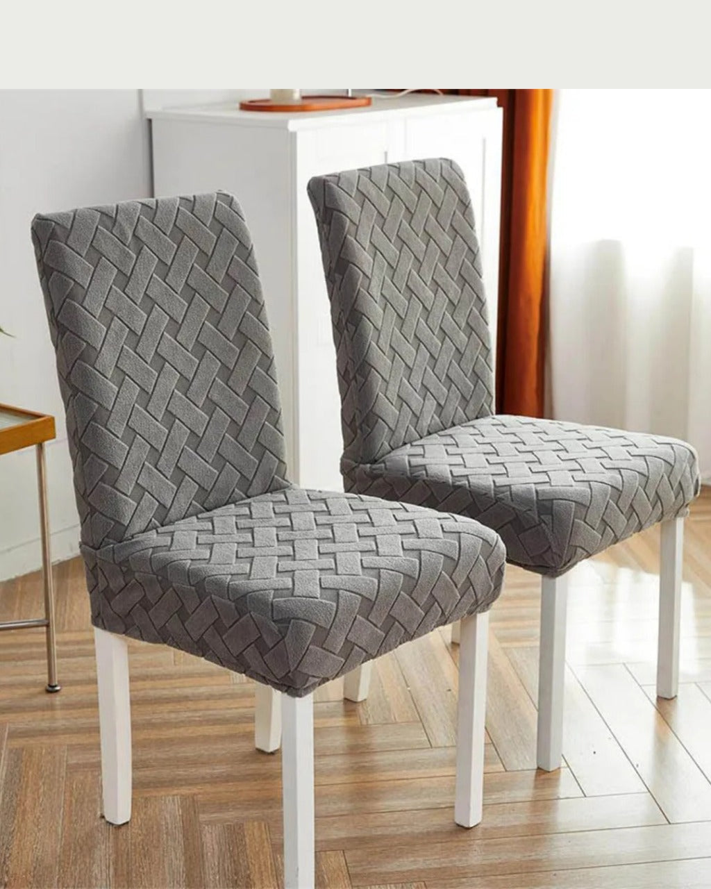 Capa de Cadeira em Jacquard com Elastano Ajustável e Lavável