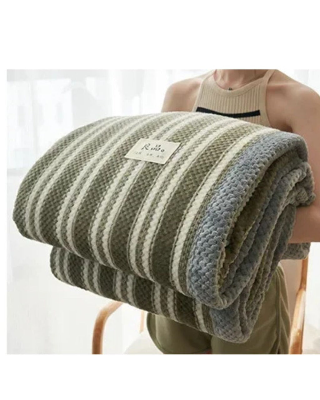 Cobertor de Malha Chenille Crochê Macio e Lavável