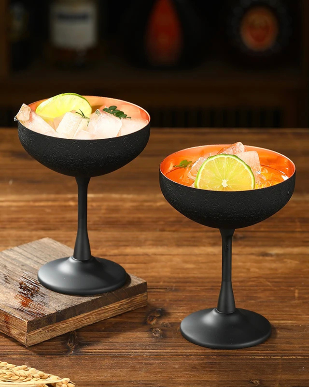 Conjunto 2 Copos Coupe Aço Inox Taças Coquetel Duráveis