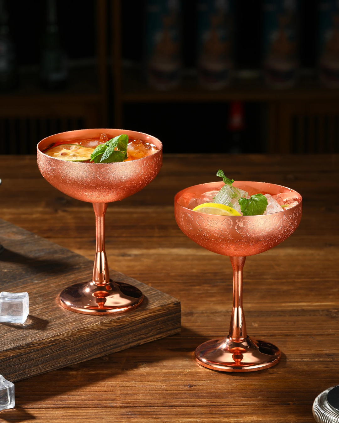 Conjunto 2 Copos Coupe Aço Inox Taças Coquetel Duráveis