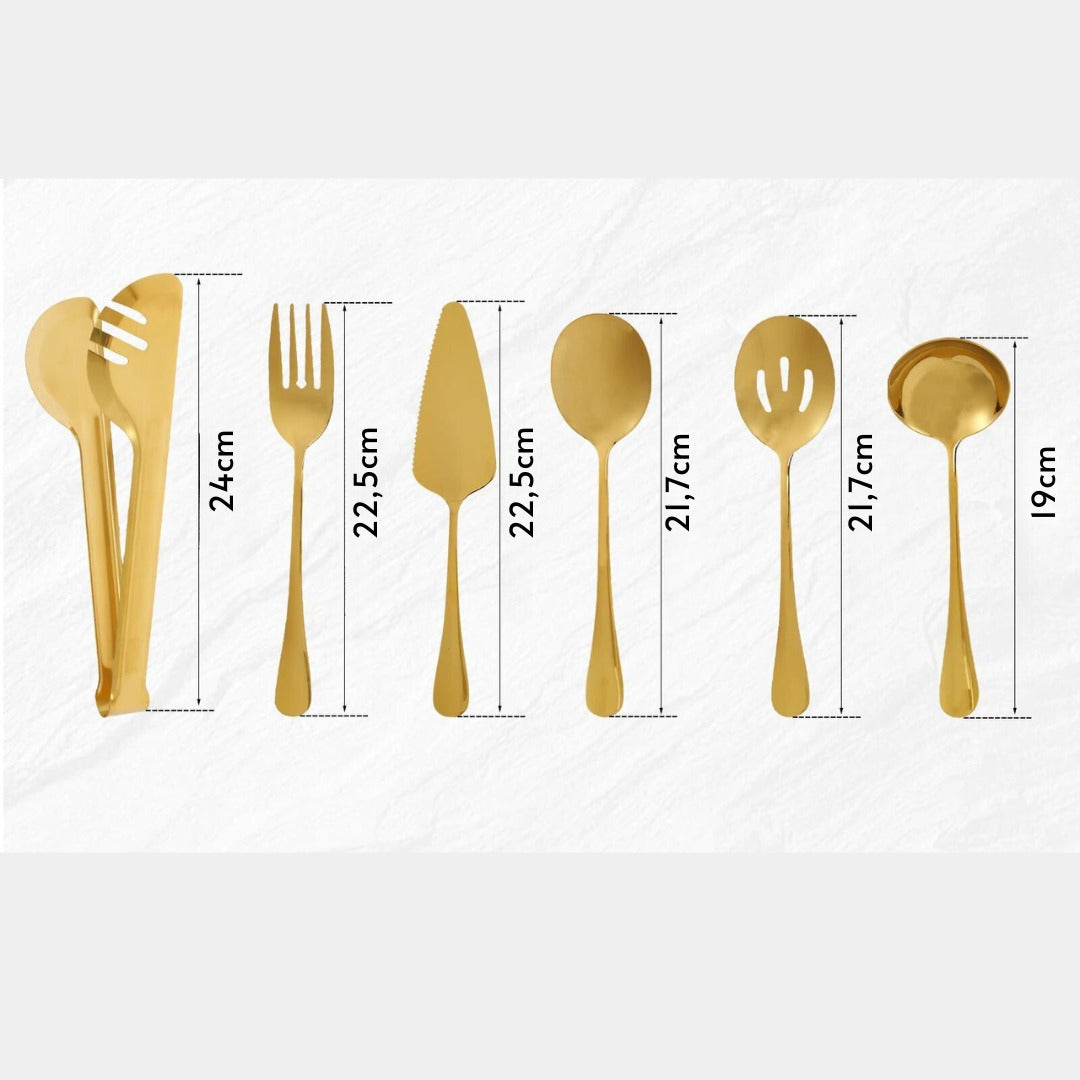 Conjunto Completo de Talheres para Servir em Aço Inoxidável