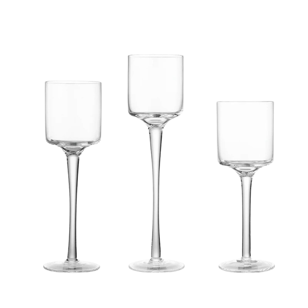 Conjunto 3 Peças Porta-Velas de Vidro Castiçais Elegantes para Decoração