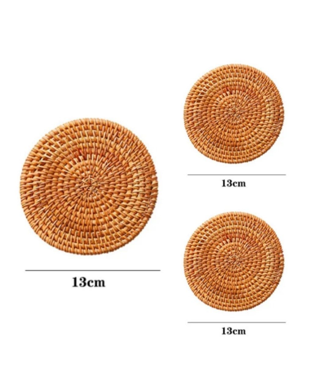 Conjunto de Descansos de Copo de Rattan Natural para Mesa e Cozinha