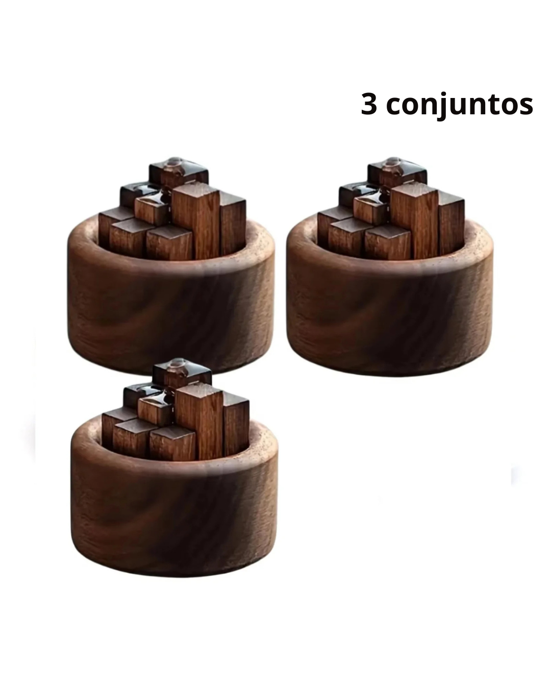 Conjunto de Difusores de Óleo Essencial em Madeira Noz Aromaterapia e Decoração