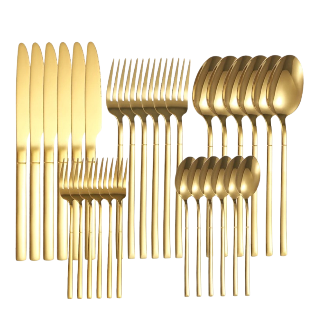 Conjunto de Talheres Slim de Aço Inoxidável 30 Peças