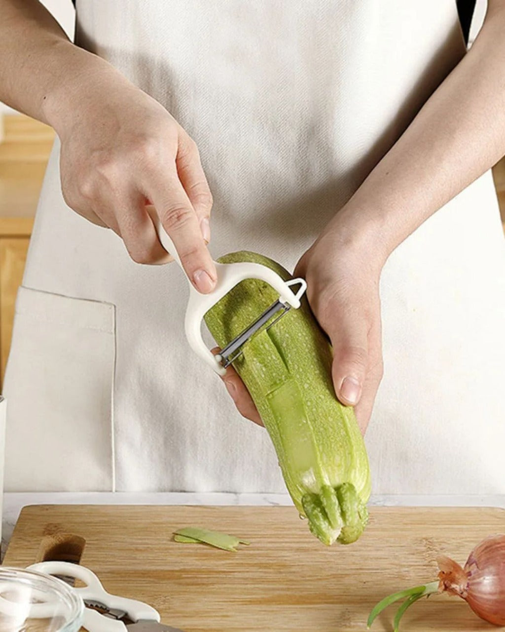 Conjunto de Utensílios de Cozinha em Aço Inoxidável Descascador Faca e Tesoura