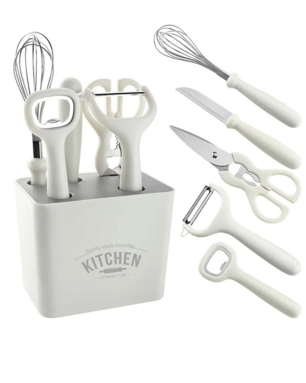 Conjunto de Utensílios de Cozinha em Aço Inoxidável Descascador Faca e Tesoura