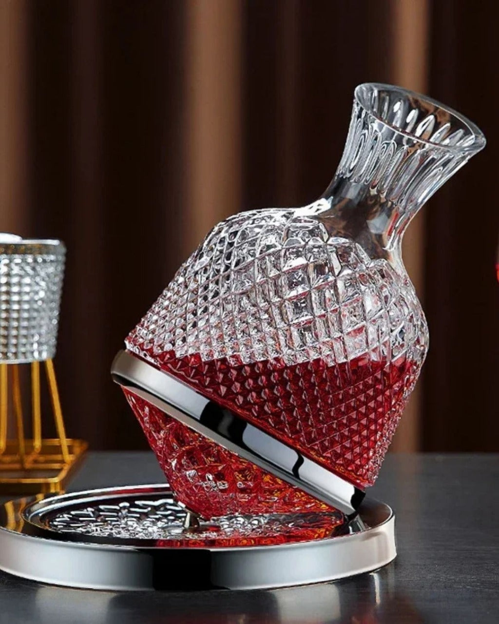 Copo Decantador Rotativo 360º de Vidro Cristal 1,5L Aerador e Dispensador de Vinho