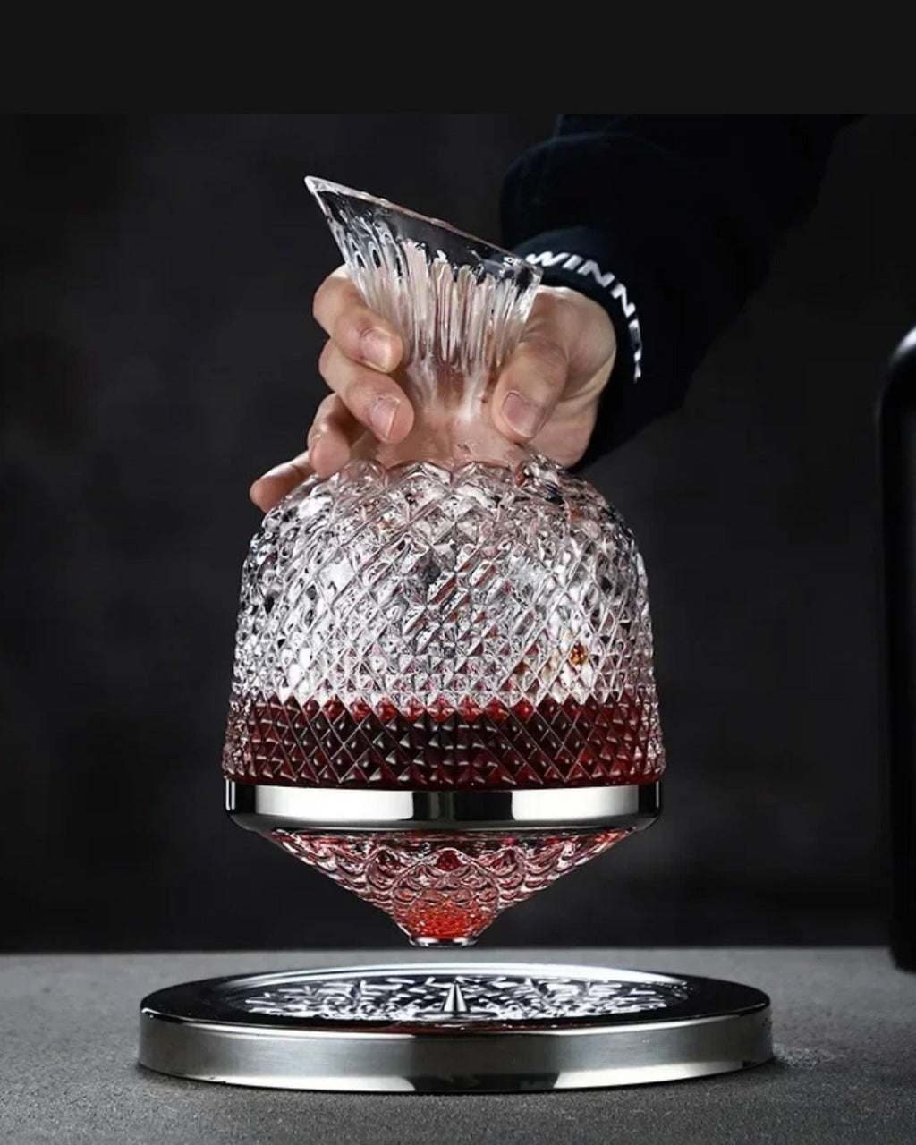 Copo Decantador Rotativo 360º de Vidro Cristal 1,5L Aerador e Dispensador de Vinho