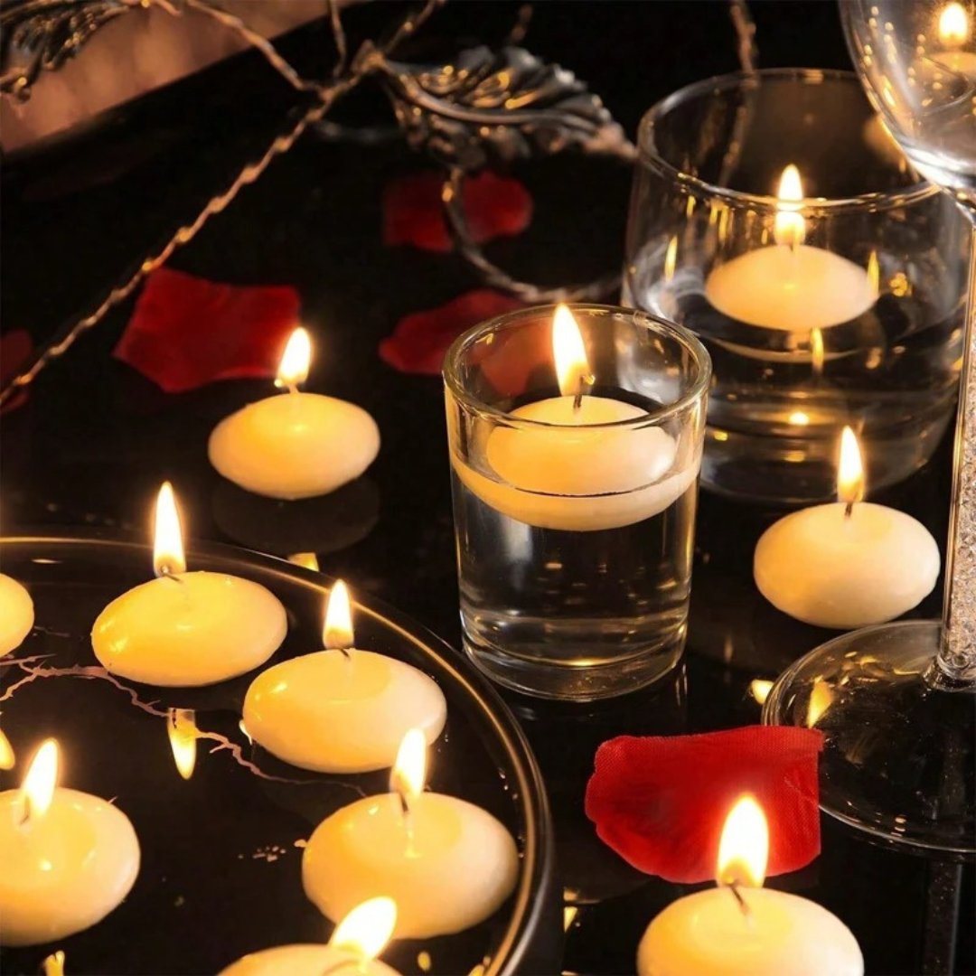 Discos de Velas Flutuantes Brancas para Decoração