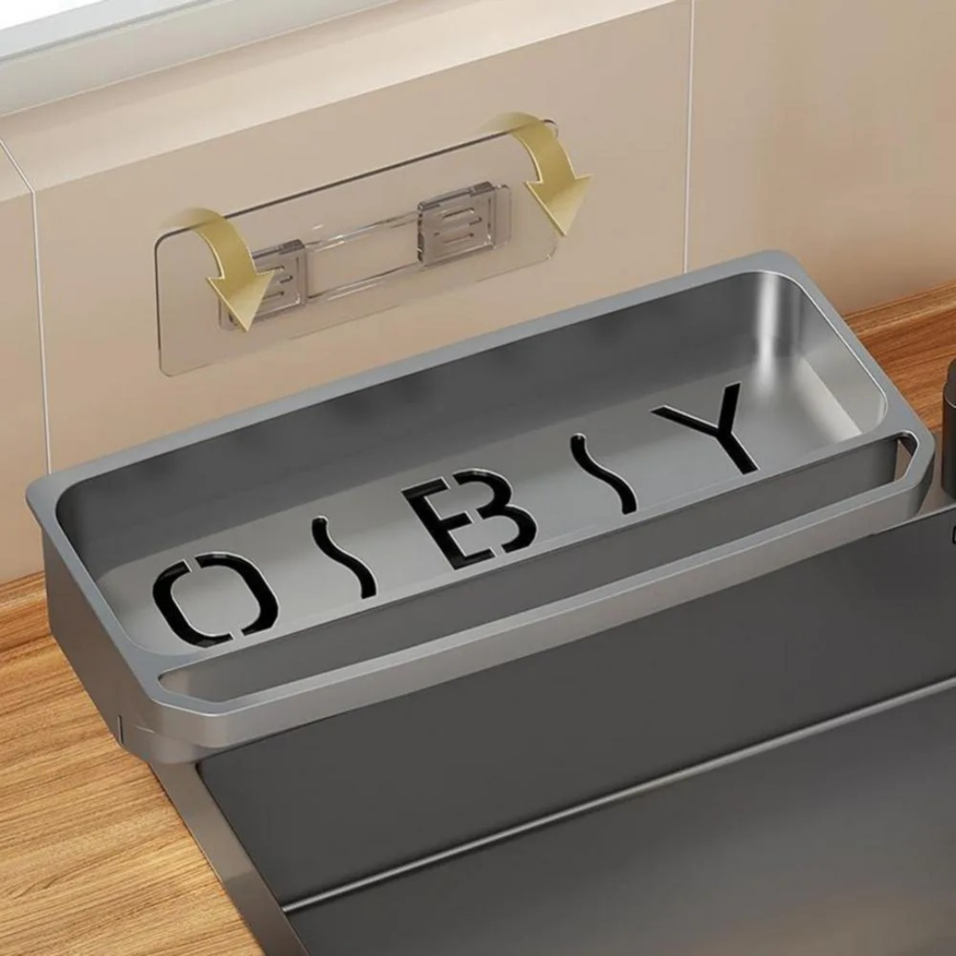 Escorredor de Pia com Suporte de Esponja Antiferrugem e Porta-Objetos