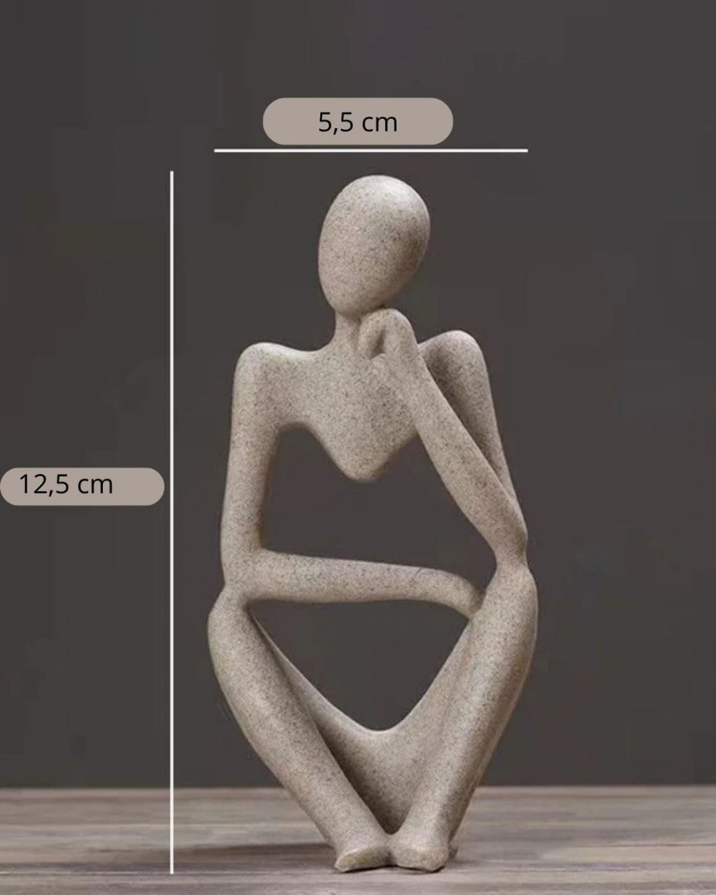 Escultura O Pensador Abstrato Cor Areia para Decoração de Sala e Escritório