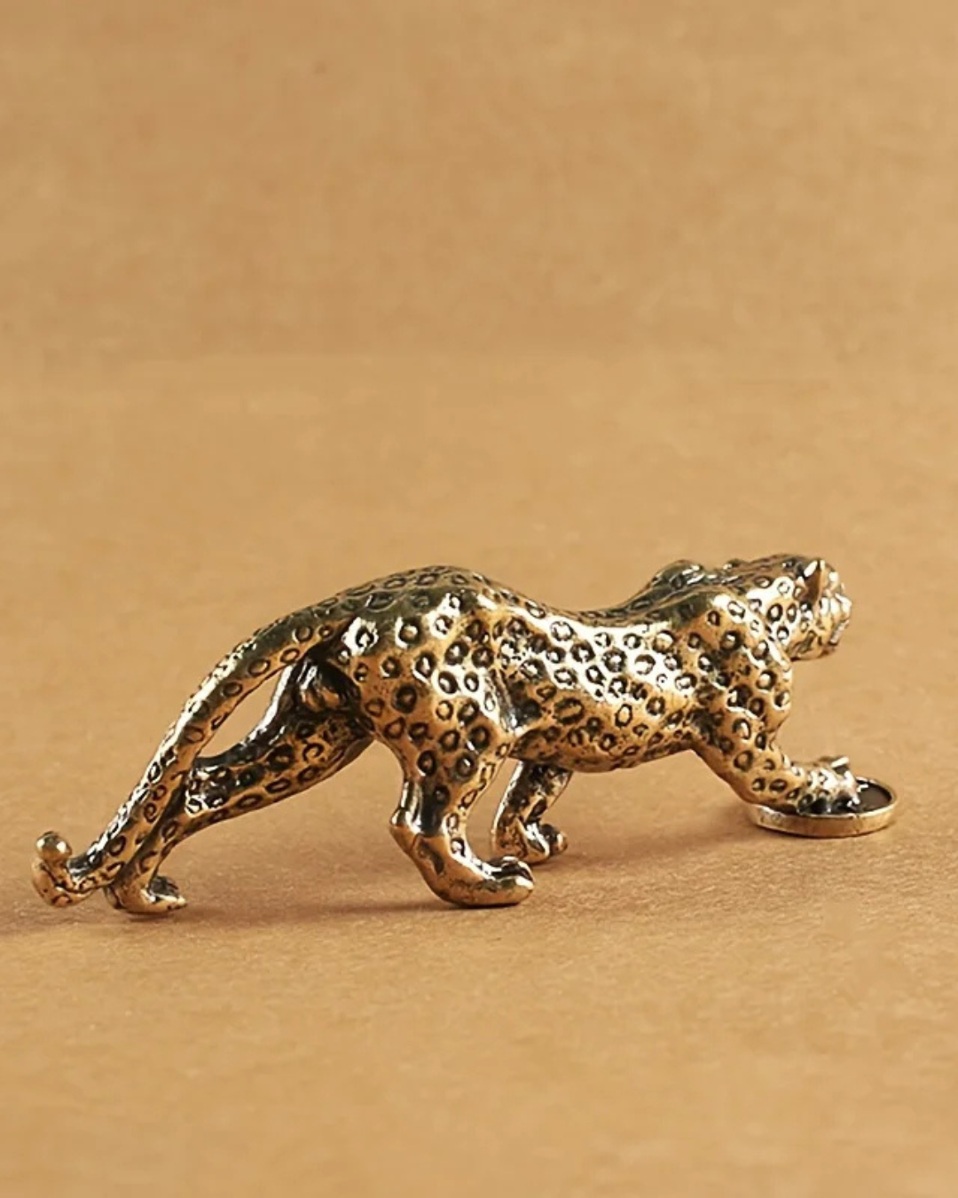 Estatueta de Leopardo em Bronze Vintage Decoração Retrô para Casa e Escritório