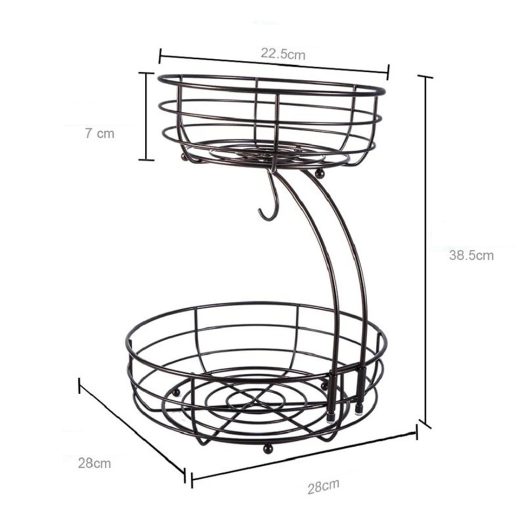 Fruteira de 2 Camadas com Suporte para Bananas
