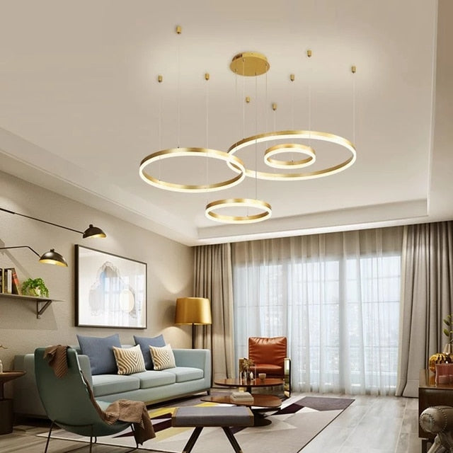 Lustre Moderno Pendente Circular LED - Nordic Europe Gold Edition