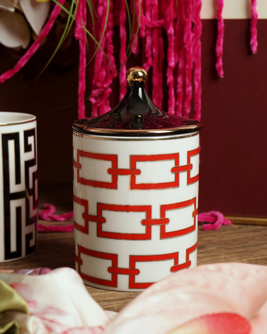 Jarra de Armazenamento em Cerâmica Dourada 350ml Decoração e Organização