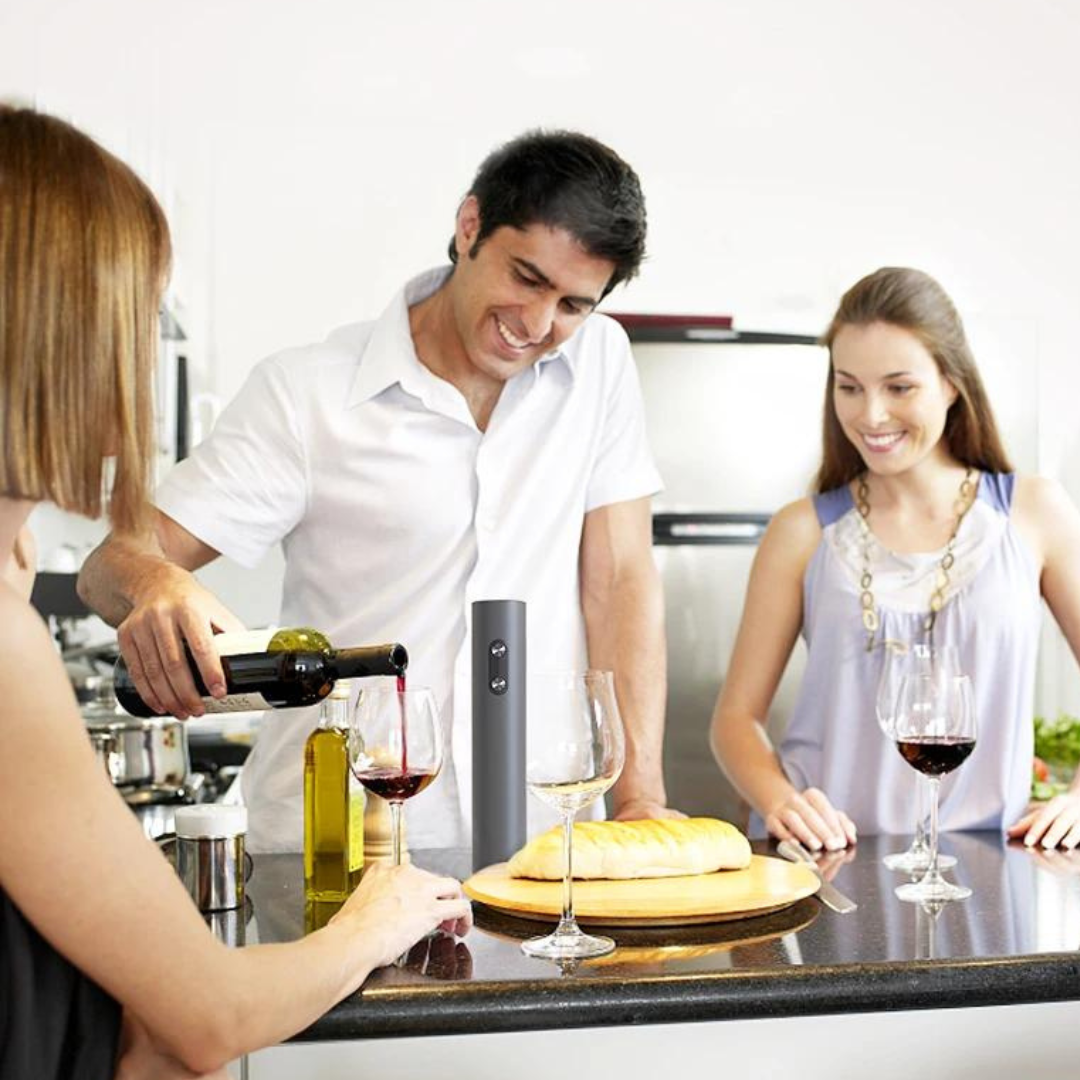 Kit de Abridor de Vinho Elétrico com Saca-Rolhas Decanter e Acessórios