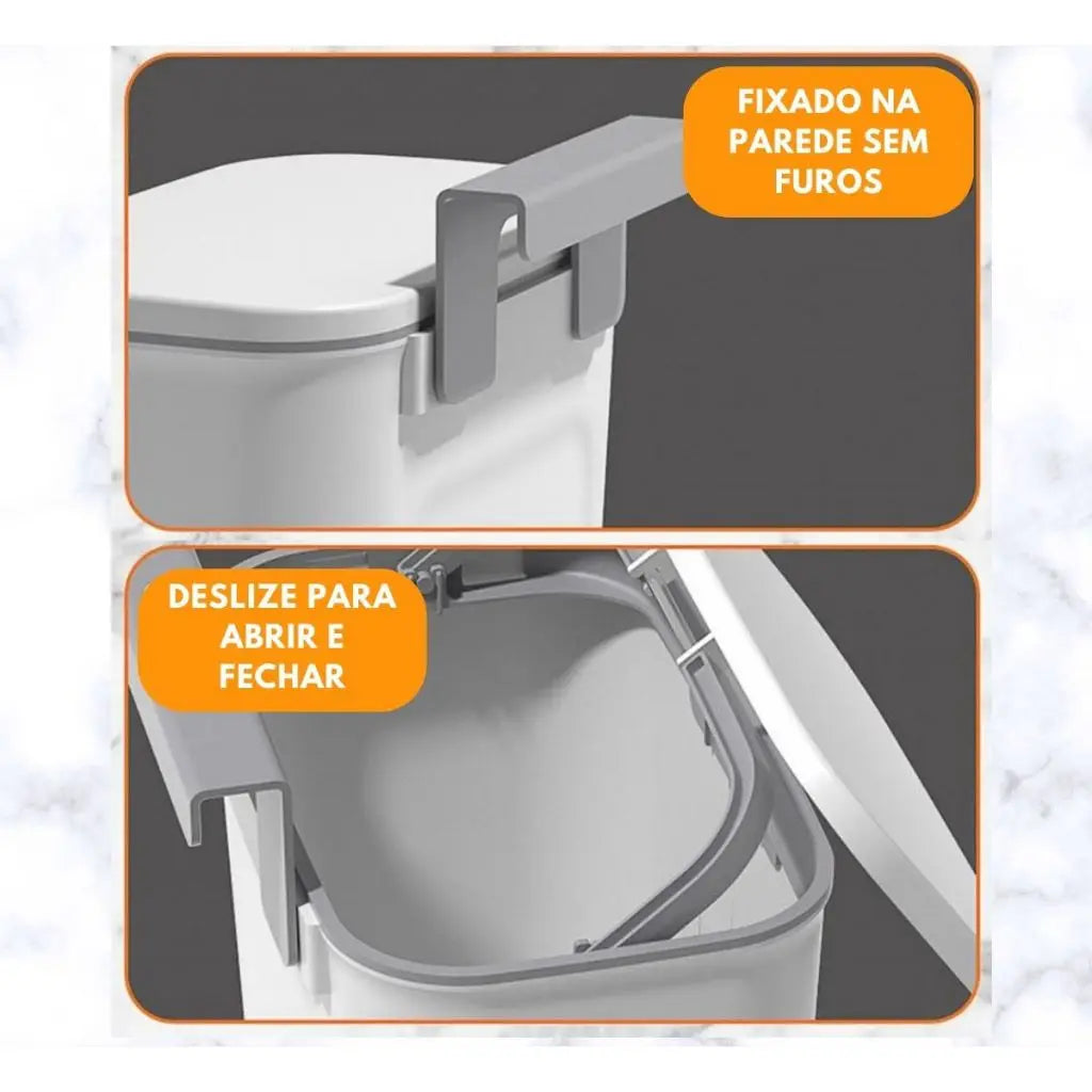 Lixeira de Cozinha para Porta de Armário 9 Litros