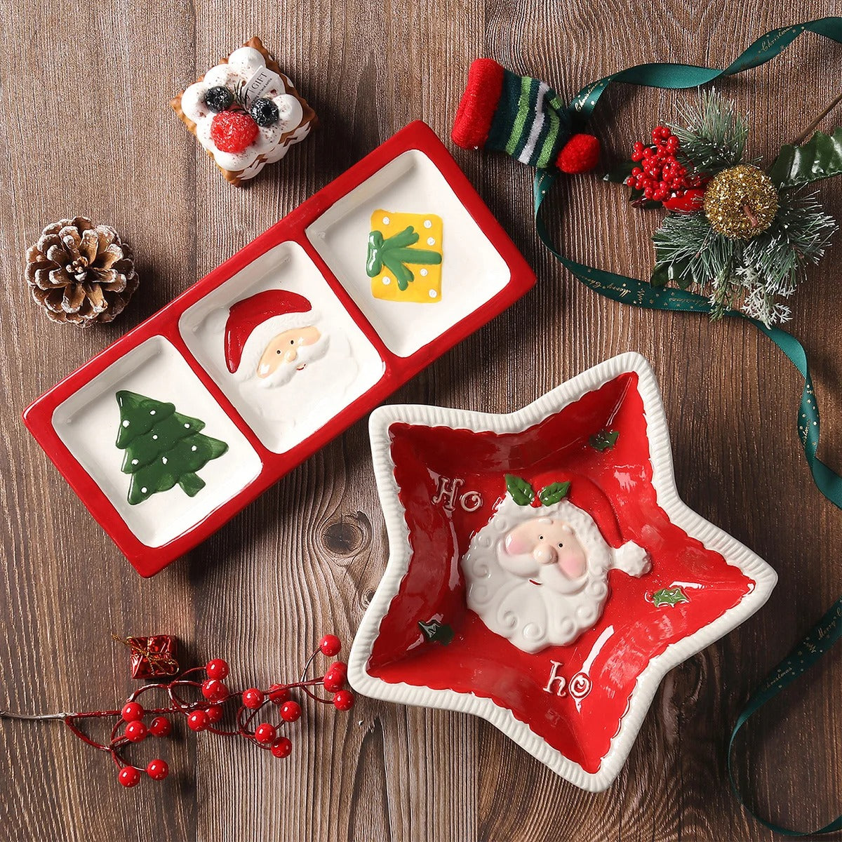 Louça de Cerâmica Natalina com Papai Noel em Relevo