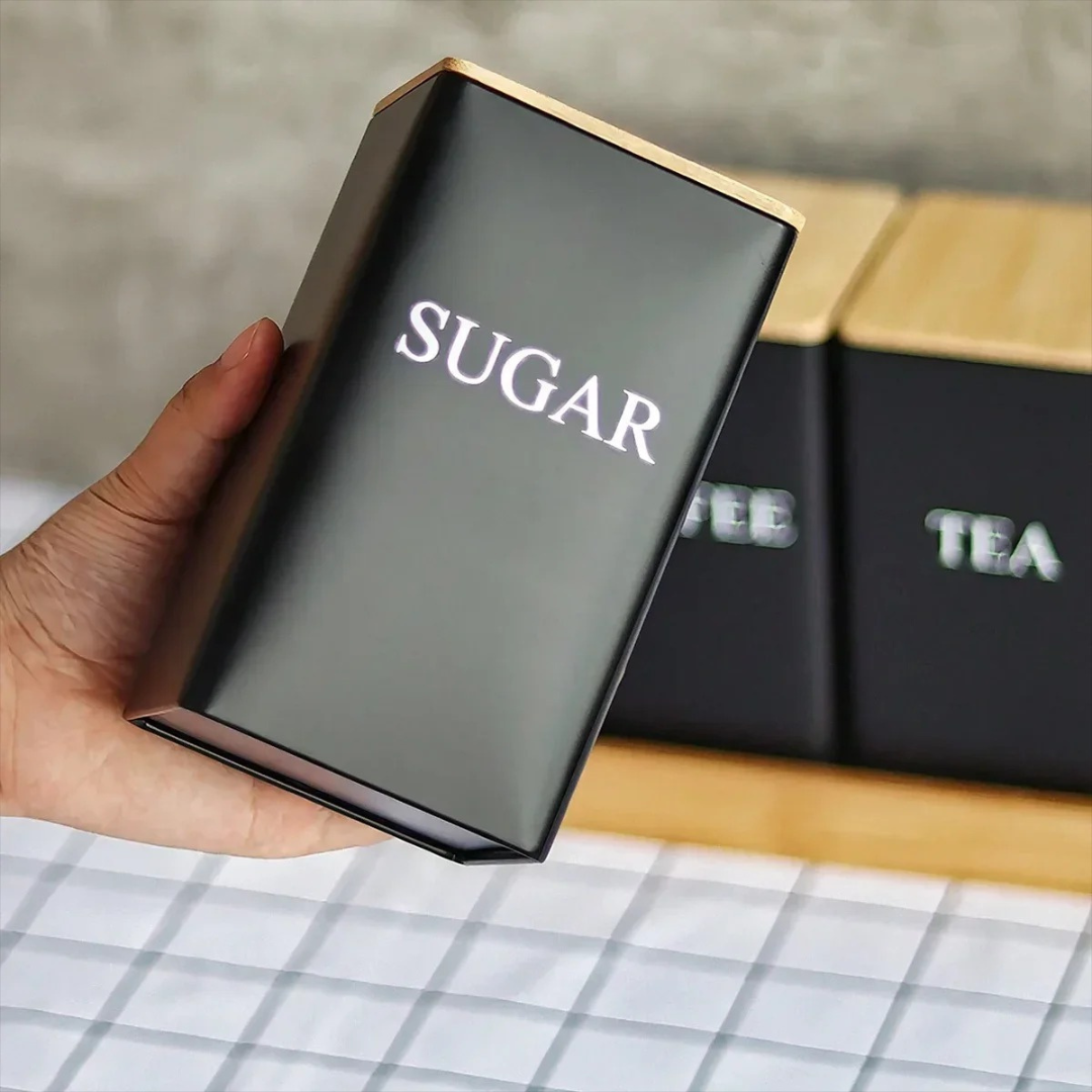 Potes Herméticos para Organizar de Cozinha com Tampa de Bambu