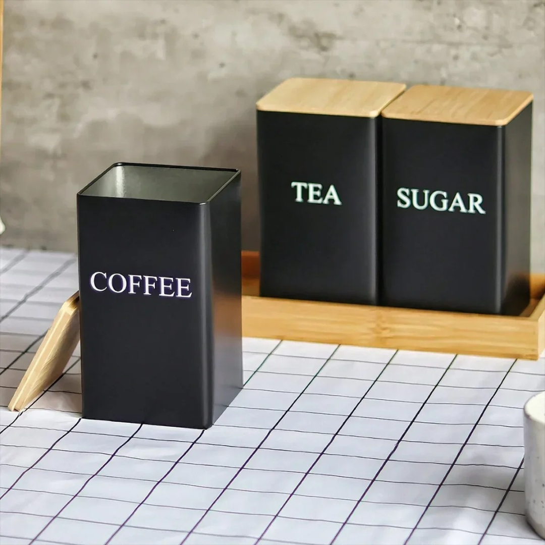 Potes Herméticos para Organizar de Cozinha com Tampa de Bambu