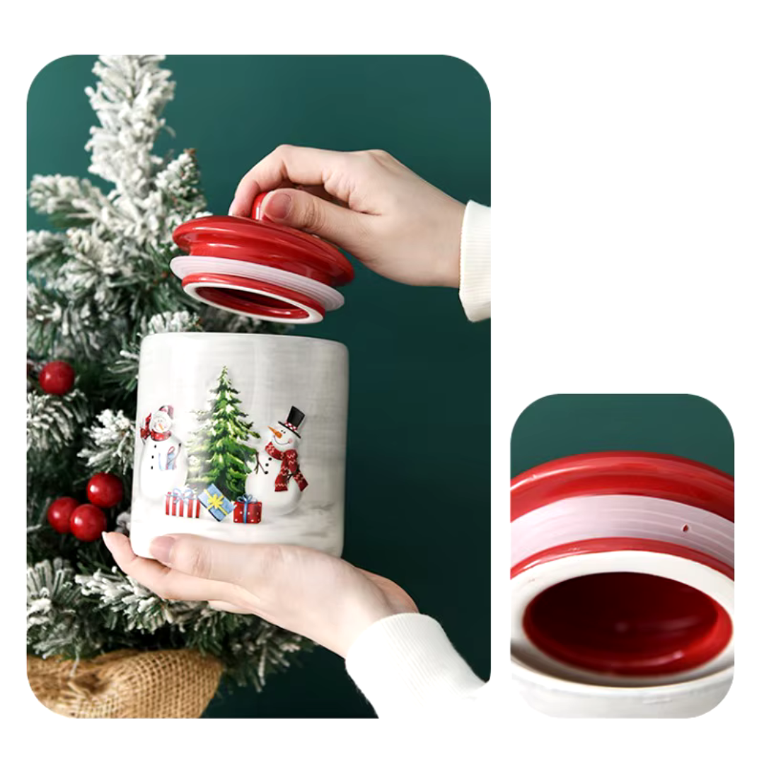 Potes de Cerâmica Natalinos para Armazenamento de Alimentos