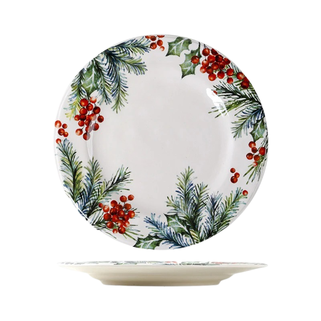 Prato de Jantar de Cerâmica com Tema de Natal