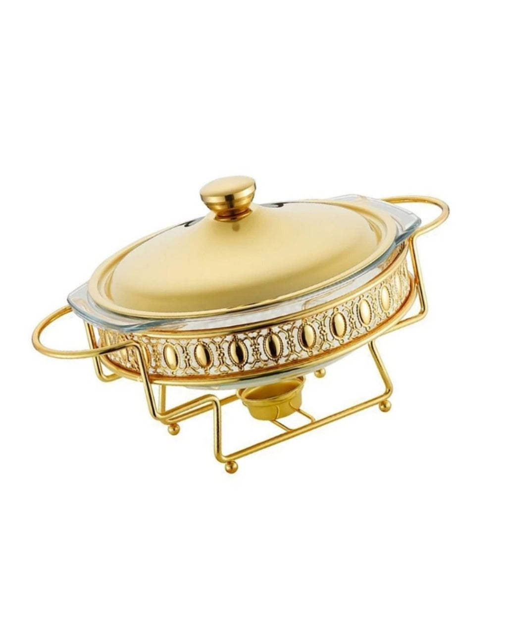 Rechaud Aquecedor de Vidro Redondo Portátil 2.0L Ideal para Manter Alimentos Quentes