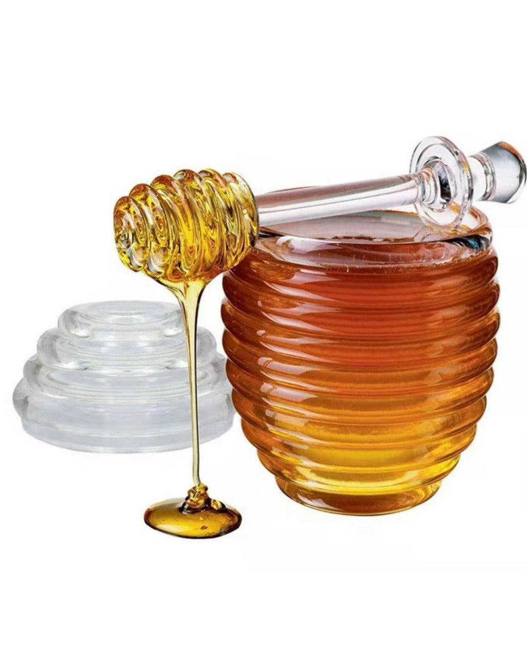 Recipiente de Vidro para Mel Pote com Tampa e Colher