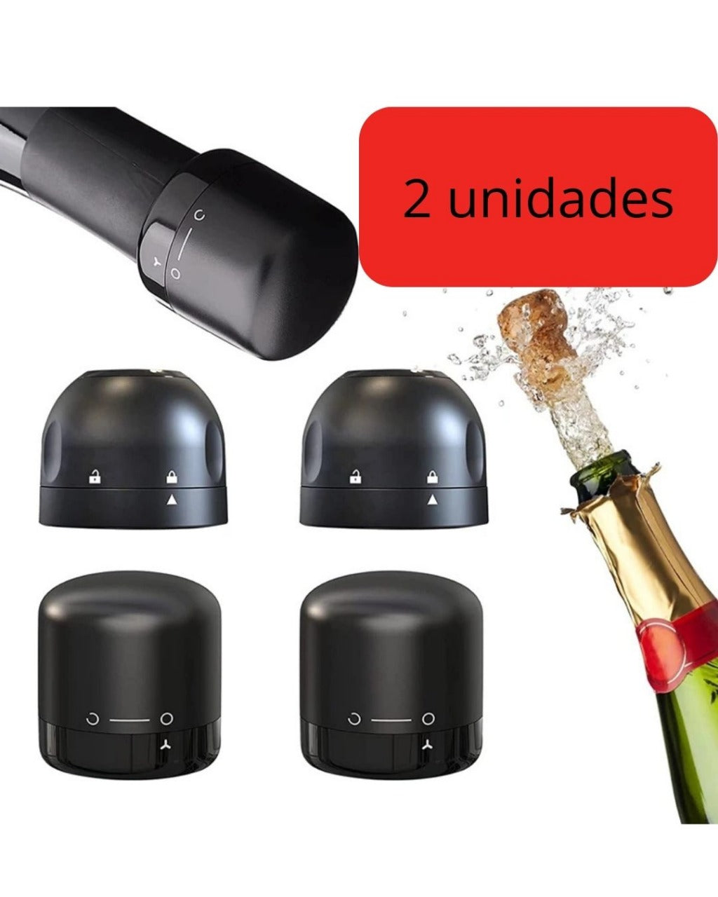 Rolha de Vinho e Espumante a Vácuo com Trava Giratória