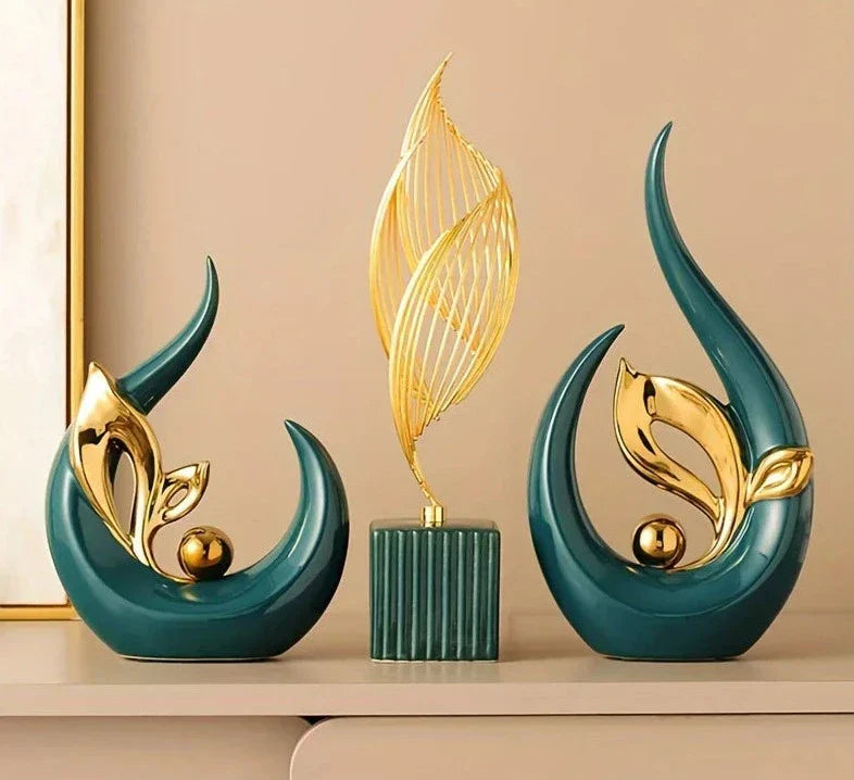 Escultura decorativa de Cerâmica Premuim - Coleção Folhas Serenas