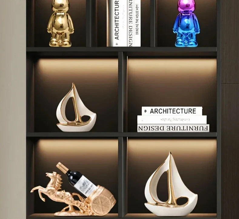 Escultura decorativa de Cerâmica Premuim - Coleção Veleiro Sereno