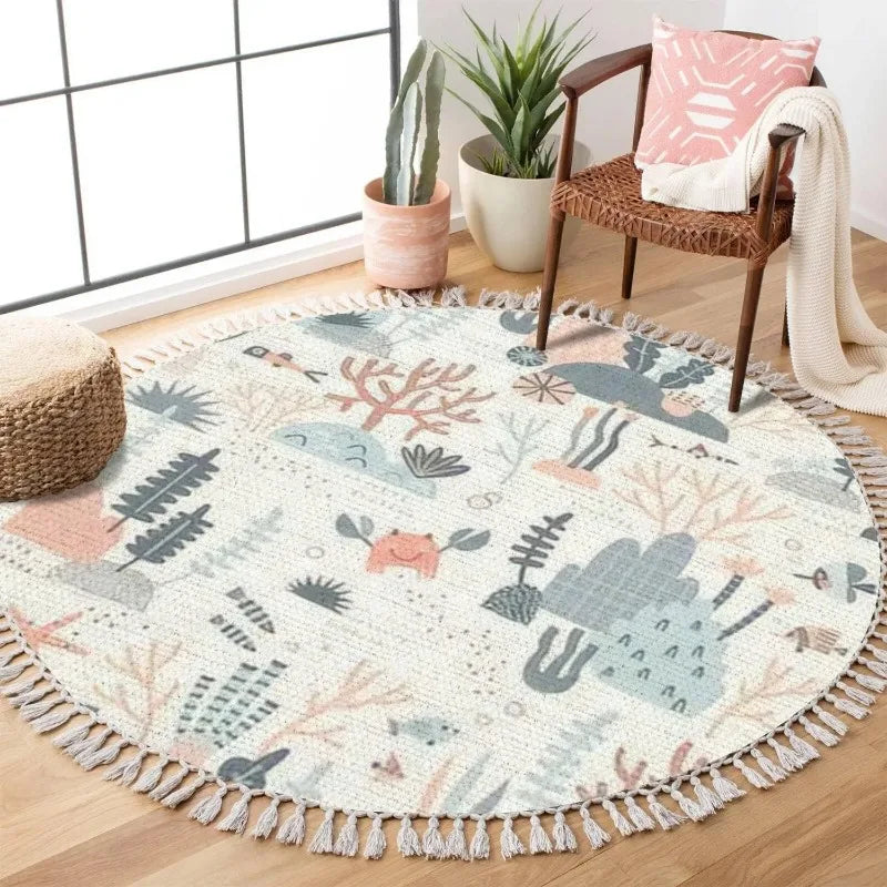 Tapete Redondo Infantil - Coleção Arco-Íris Encantado