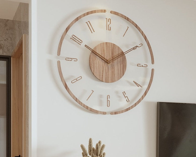 Relógio de Parede Decorativo Moderno de Madeira - WoodCraft Elite