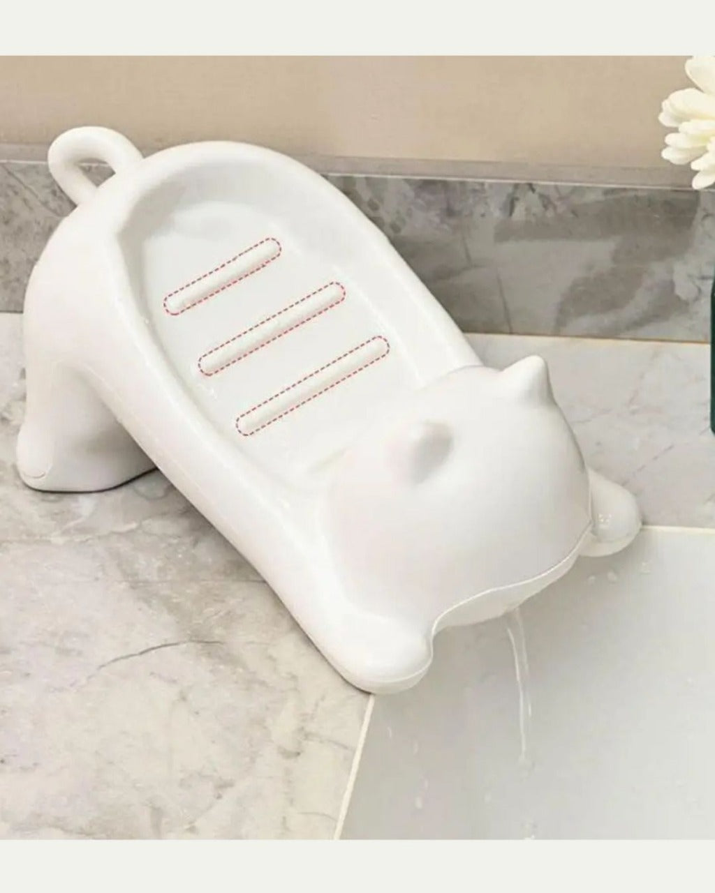 Saboneteira Gato com Dreno Criativo para Banheiro