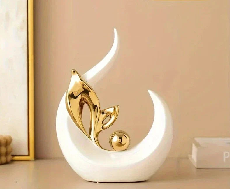 Escultura decorativa de Cerâmica Premuim - Coleção Folhas Serenas