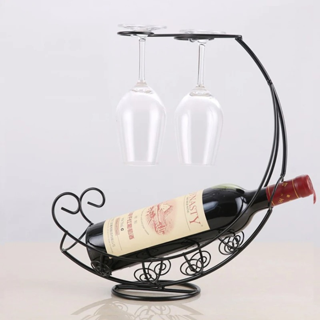 Suporte para Vinho e Taças em Metal