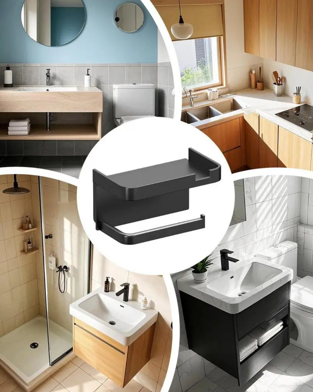 Suporte de Papel Higiênico Adesivo com Prateleira