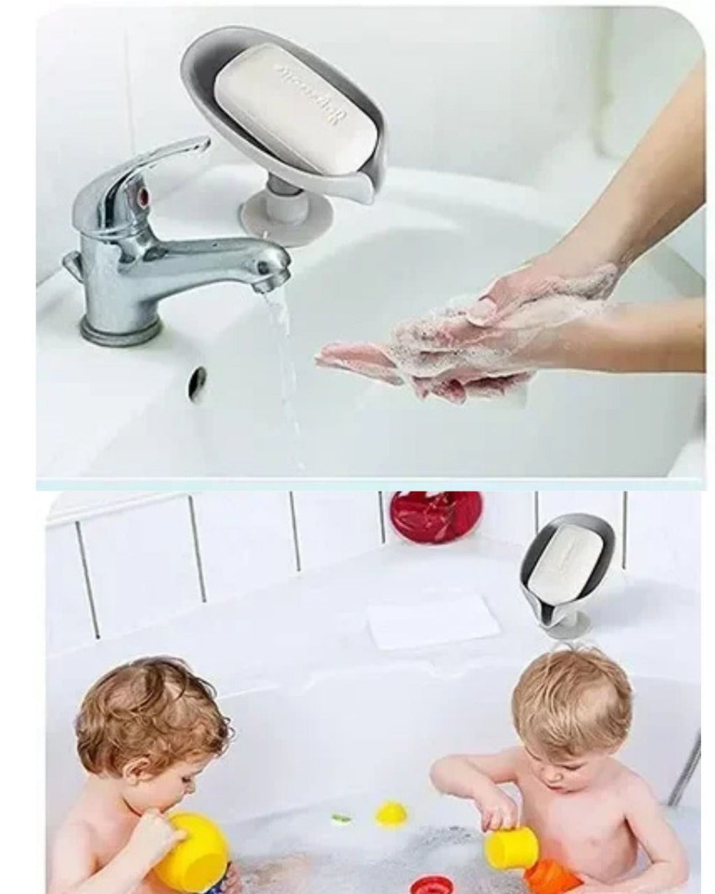 Suporte de Sabão com Ventosa e Dreno em Forma de Folha para Banheiro e Cozinha