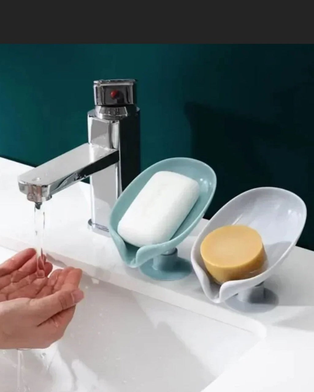 Suporte de Sabão com Ventosa e Dreno em Forma de Folha para Banheiro e Cozinha