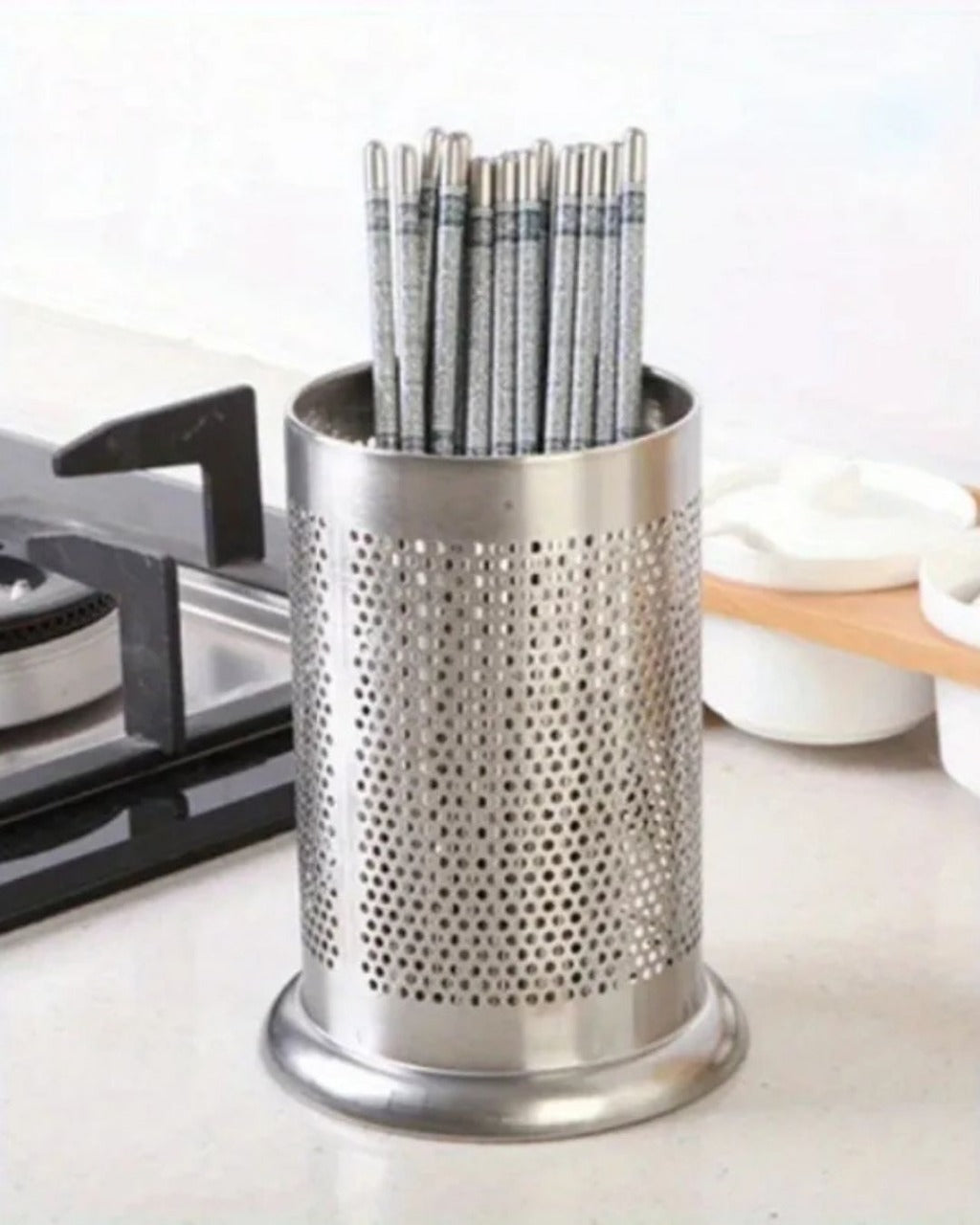 Suporte para Talheres em Aço Inoxidável Porta Talheres com Dreno