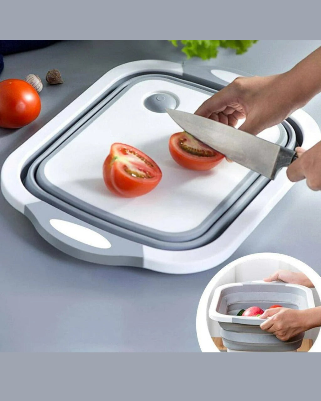 Tábua de Corte Dobrável 3 em 1 com Cesta de Drenagem