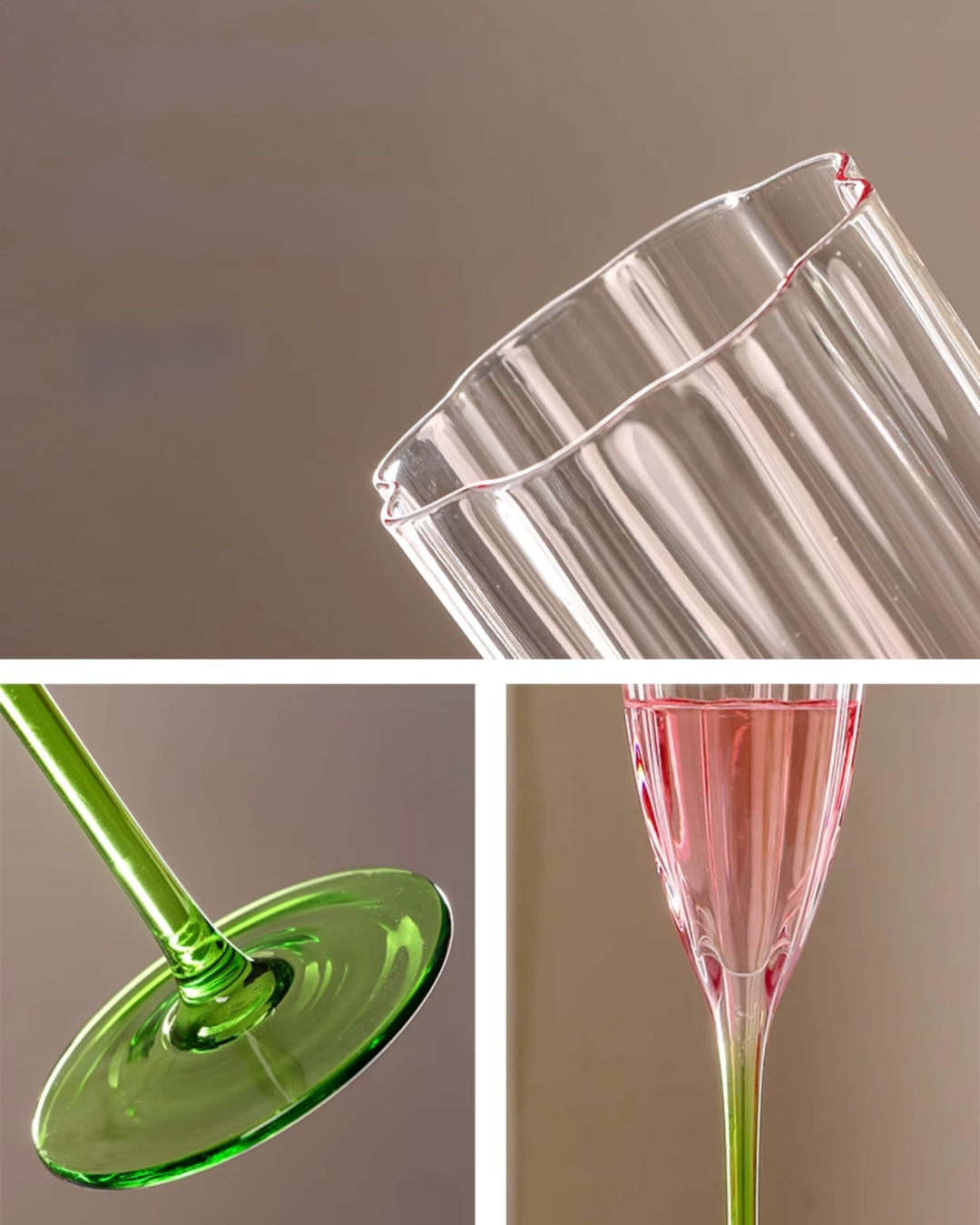 Taça Flauta de Vidro Vintage Floral com Formato de Tulipa