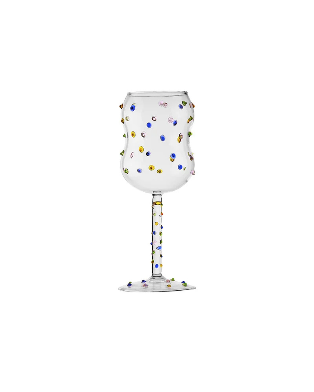 Taça de Vidro com Pontos Coloridos 300ml Vinho Branco e Tinto
